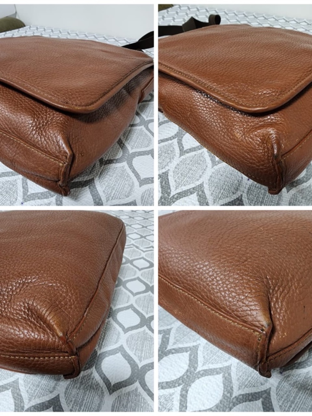 Authentic Burberry Vintage Haymarket Check Pebbled Messenger Bag Brown/Beige - Picture 13 of 14